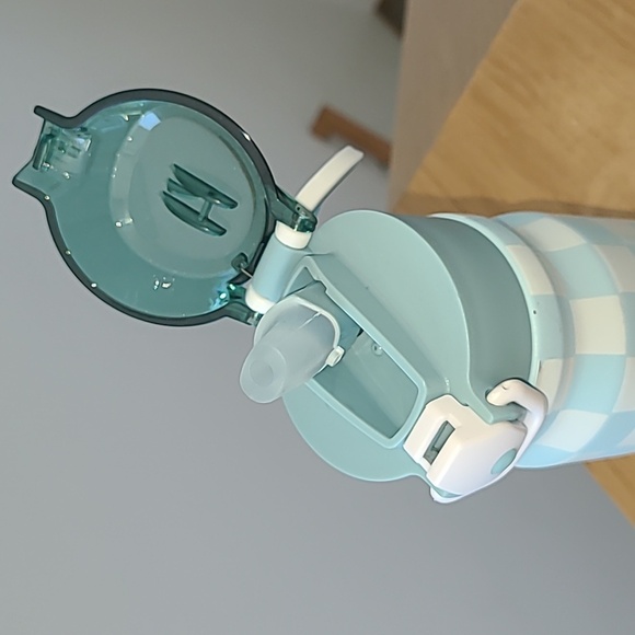 Blue and White Checkered Insulated Water Bottle - Picture 2 of 6